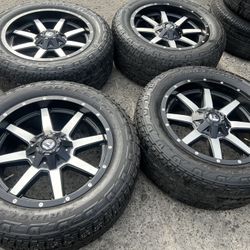 20” fuel maverick rims and tires for sale off road all terrain 6 lug Chevy gmc Toyota ford dodge