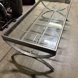 Glass And Metal Coffee Table