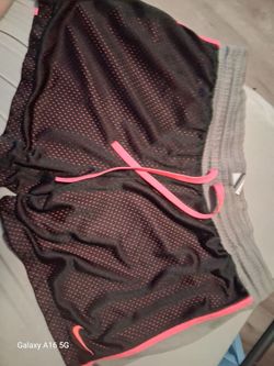 Nike Basketball Shorts – Black/Grey with Hot Pink Trim, Size L