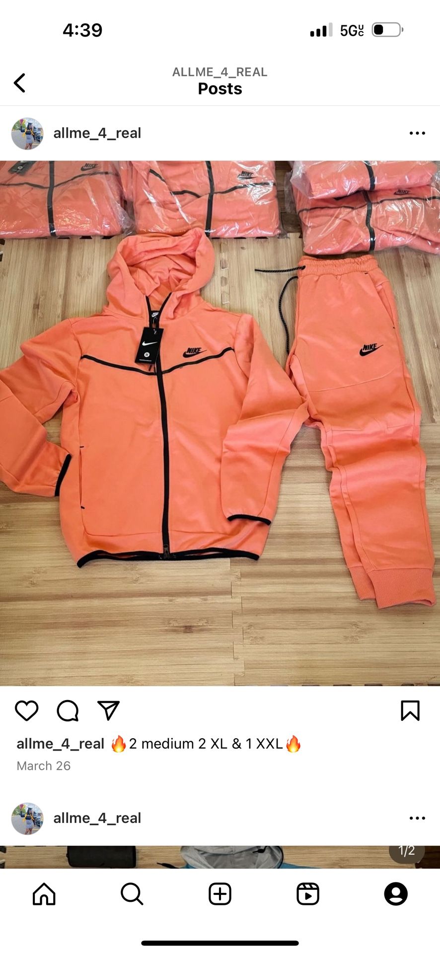 Peach Nike Tech Set