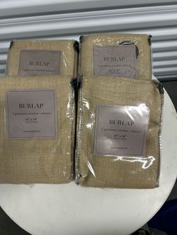 Burlap grummet window valance