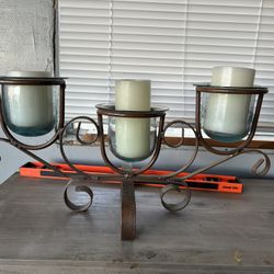 Wrought Iron & Glass Candle Centerpiece 