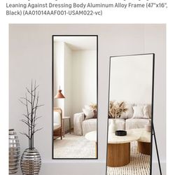 Natsukage Full Length Mirror Wall for Standing Hanging or Leaning Against Dressing Body Aluminum Alloy Frame (47"x16", Black)- NEW IN BOX 
