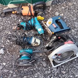 Set Of Power Tools For Woodworker