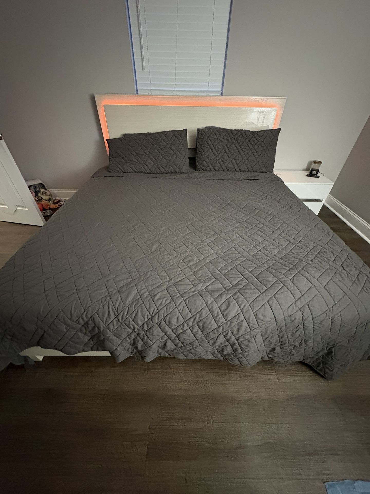 King Bed, Mattress, Frame,Night Stand And Dresser.