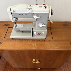 Pfaff 360 Sewing Machine W/Cabinet & Accessories In Very Good  Working Condition