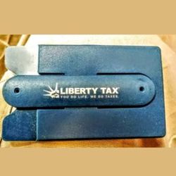 Liberty Tax Id Card Holder Blue Tan Mans
