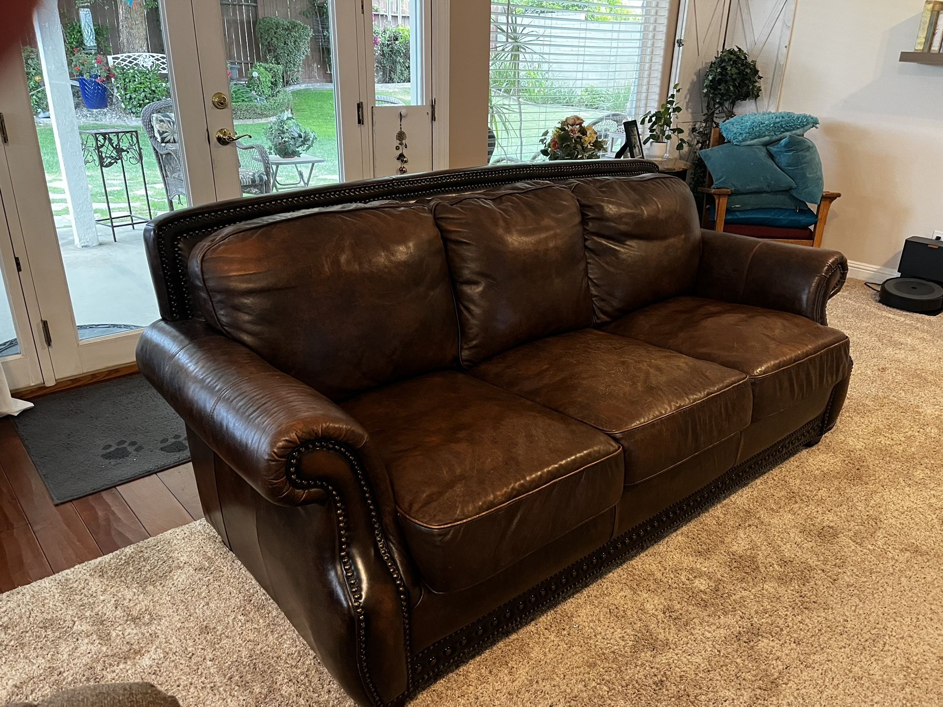 Quality All Leather Sofa, Footstool