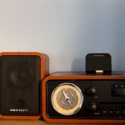 Crosley Radio Audiophile Shelf System with AM/FM Radio, CD Player, and iOS Dock