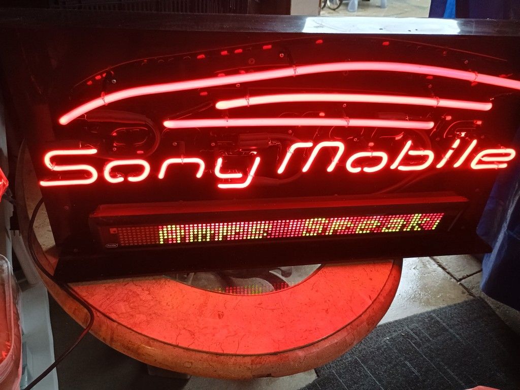 Sony Mobile Neon Sign With A Scrolling Led Display 