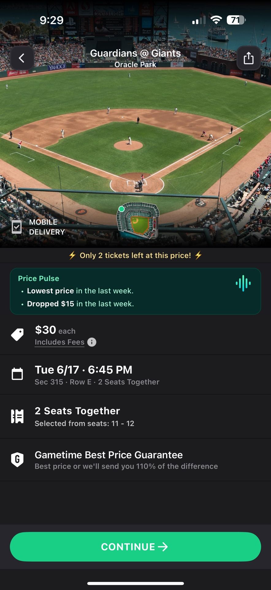 2 GIANTS TICKETS VS CLEVELAND GUARDIANS