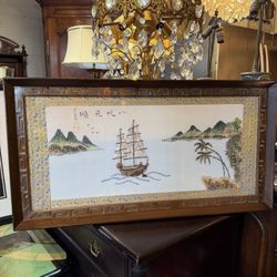 Mid Century 33 X 17 Beautiful Art Seashells Abalone Signed