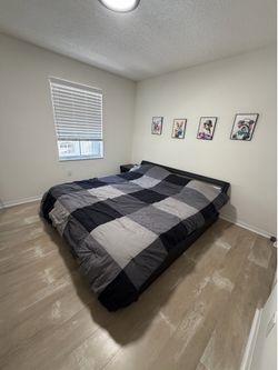 Modern King Size Bedroom Set w/ LED Lights + Mattress + Mirror