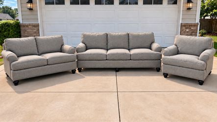 *Free Delivery * 3-Piece Gray Fabric Sofa Set
