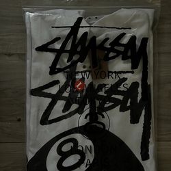 White Stussy 8 Ball Shirt