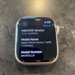 Apple Watch Series 7 (GPS + Cellular) - 32GB Starlight Aluminum - Mint Condition