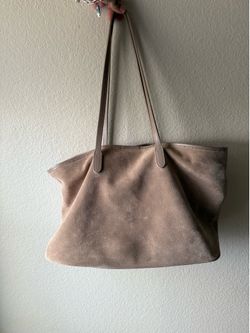 Suede leather purse tote