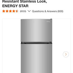Top Freezer Refrigerator Stainless Steel Steel 