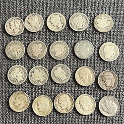 Old Silver Dimes (20) Coins