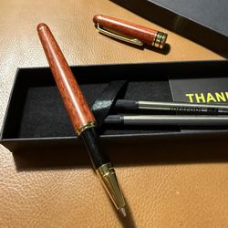 Ideapool Luxury Rosewood Ballpoint Pen – Gift Box + Refills (New)
