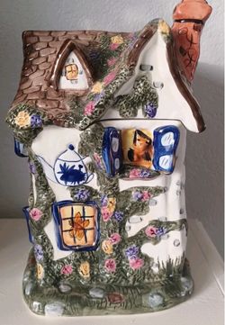 VTG RARE The Lights of Cobblestone Village by Popular Tea Shop Whimsical Cookie Jar 