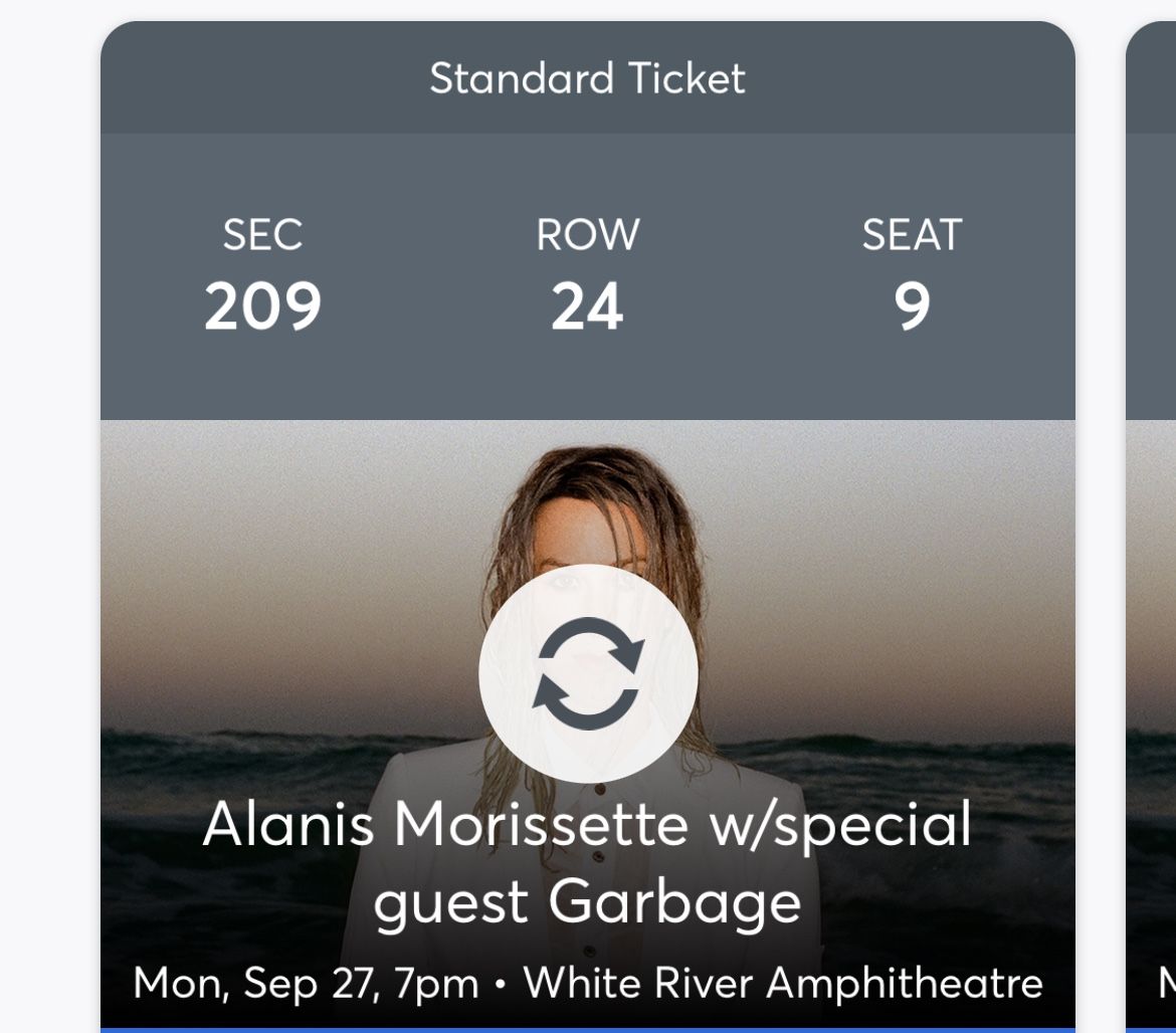2 Tickets Alanis Morissette 9/27 with Garbage