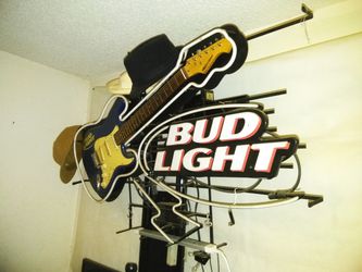 Collective Antique Item. Bud Light Neon Light sign with Guitar..