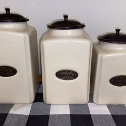 Home Ivory Flour/sugar/Coffee Canisters 
