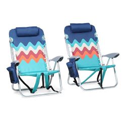 ALPHA CAMP Beach Chairs Set of 2 with Cooler Bag