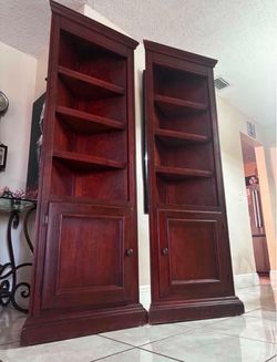 Pair Of Corner Bookshelves