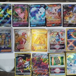 Pokemon Full ART, ALT ART, Pokemon GOLD AND vmax & Secret Rare Lot. GET ALL 14 cards in the picture, and over 500 Base cards with 30-40 Holo & Reverse