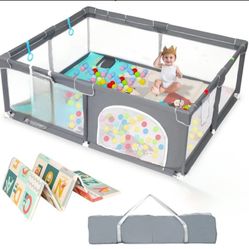 Brand New 71x47 Xl Baby Playpen With Mat, Portable Toddler Activity Center Anti Collision Foam Corral De Bebe Child Safety Gate Great 4 Whelping Box