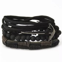 Men’s leather anchor bracelet set