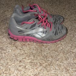 Reebok Zigtech Zigsonic 2 Running Shoe kids Sneaker Gray Grey Pink 13 1/2