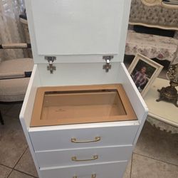 Lvifur 3 in 1 Vanity Desk with Flip Top Glass Top