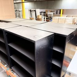 2 Shelf Metal Black Bookcases