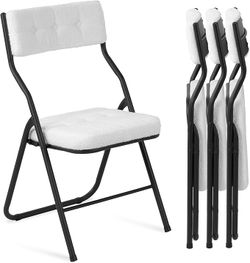 Padded Folding Chairs Set of 4, Heavy Duty Folding Chairs with Cushion, Portable and Comfortable