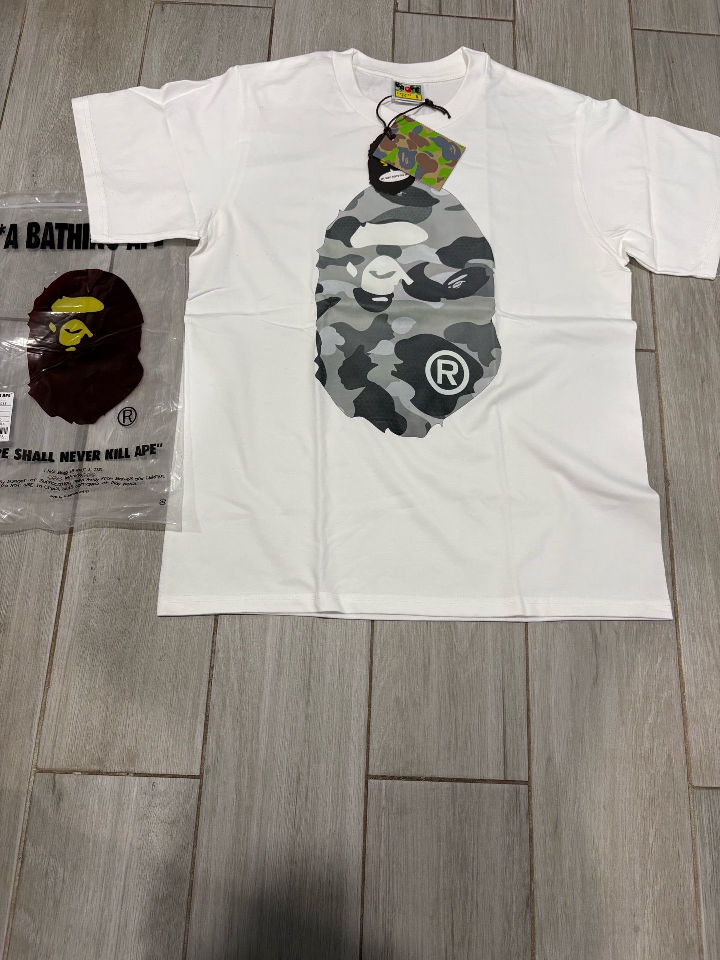 White and Gray Bape Shirt Size S