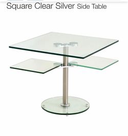 Eldorado Square Clear Silver Side Table