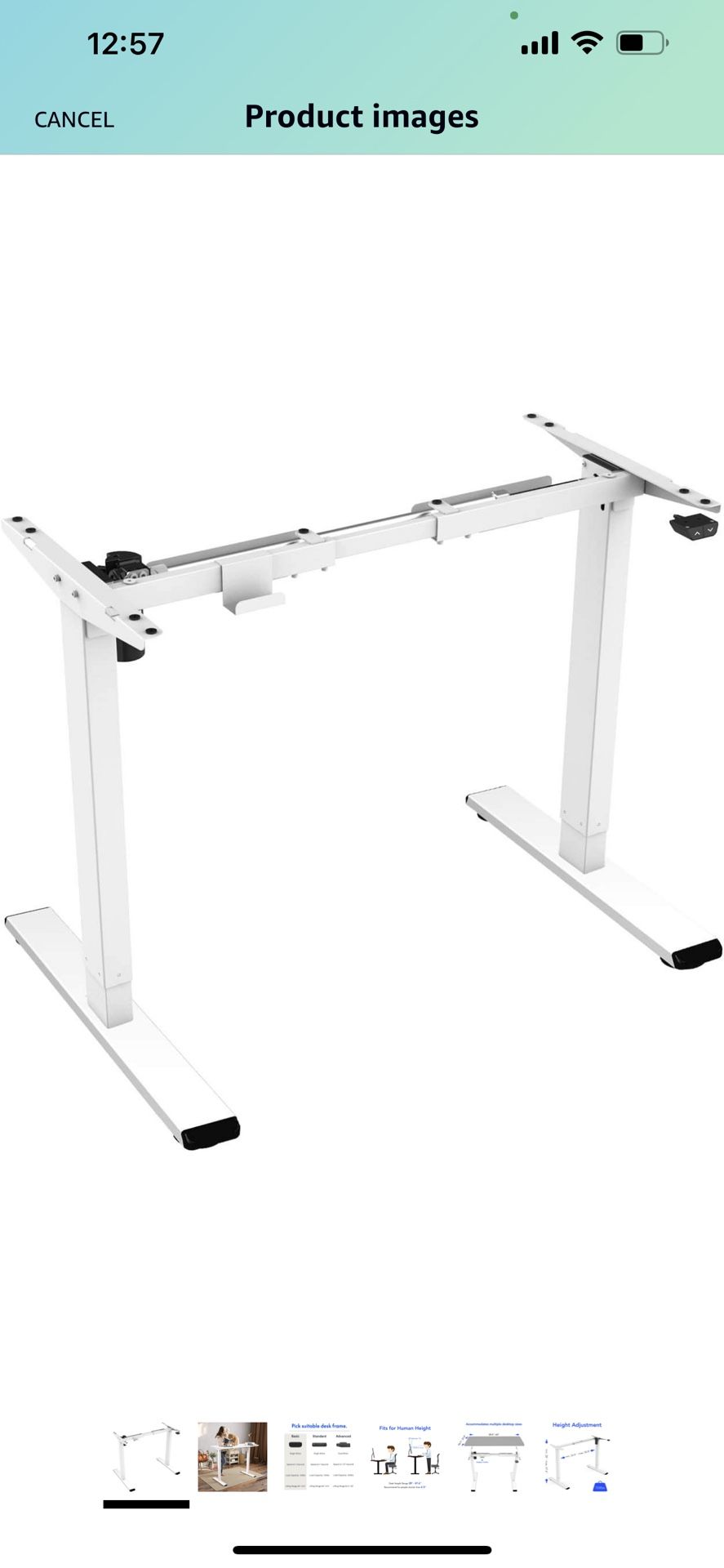 New in box  DIY Height Adjustable Standing Desk Frame Electric Sit Stand Desk Base, Home Office Stand up Desk Leg (White Frame Only)