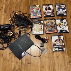 Slim PlayStation 2 Console set with Games and Memory Cards no Controller