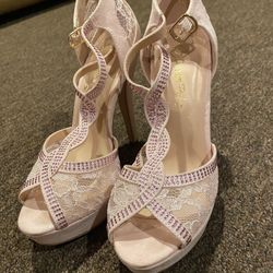 Like NEW DREAM PAIRS Women's Sexy Open Toe Ankle Strap High Heel Stilettos Dress Sandals Pink Lace 6