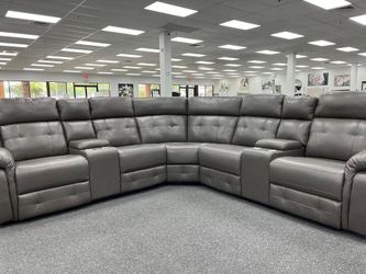 June Promotion June Promotion Large Reclining Sectional w/2 Cup Holder & Storage