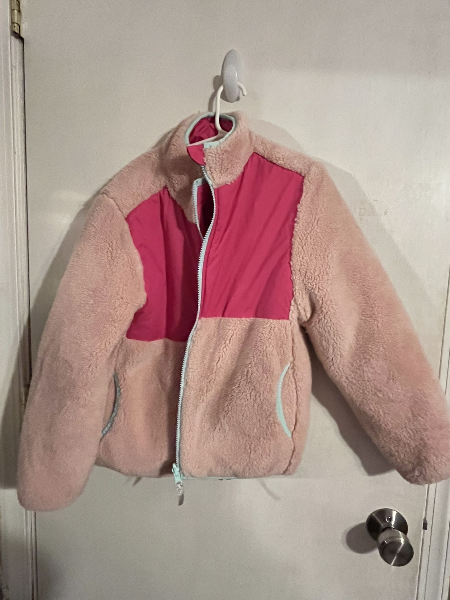 Girls Pink 10/12 Reversible Fleece Jacket
