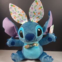 Disney Easter Stitch Cartoon Stuffed Animal Plush Bouquet Bow Doll Toy 9"