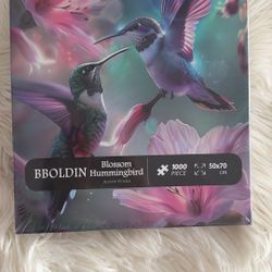 Hummingbird Flower Puzzles for Adults 1000 Pieces, Nature Bird Floral Jigsaw Puzzles, Animal Art Plant Puzzles