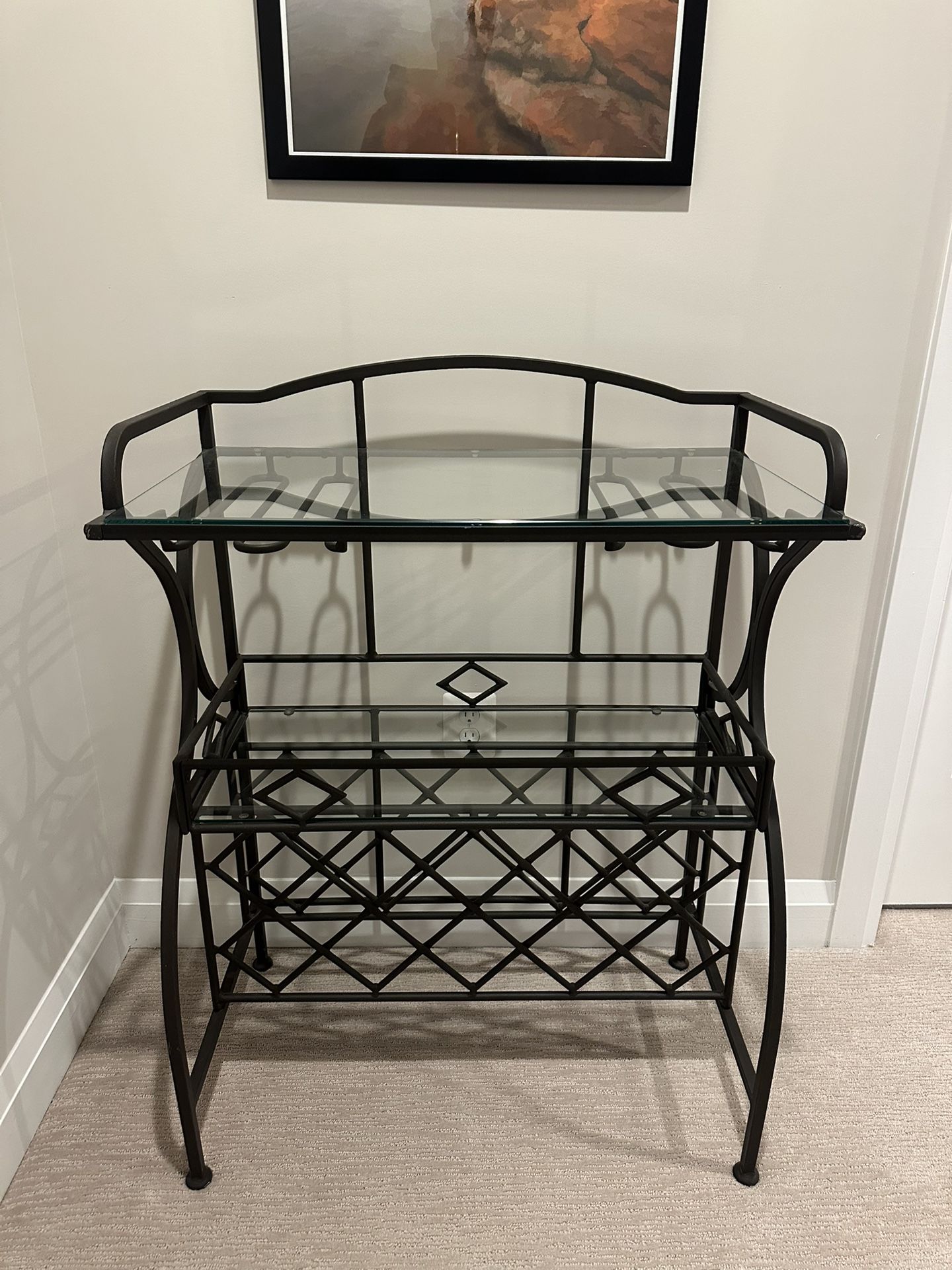 Metal And Glass Wine And Liquor Bar Storage Rack