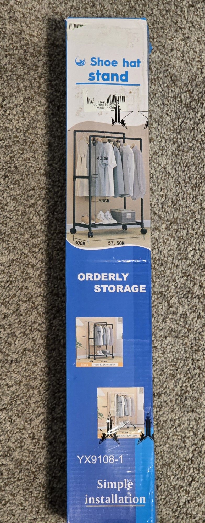 Garment Shoe & Hat Stand Storage Rack Cart 45" H