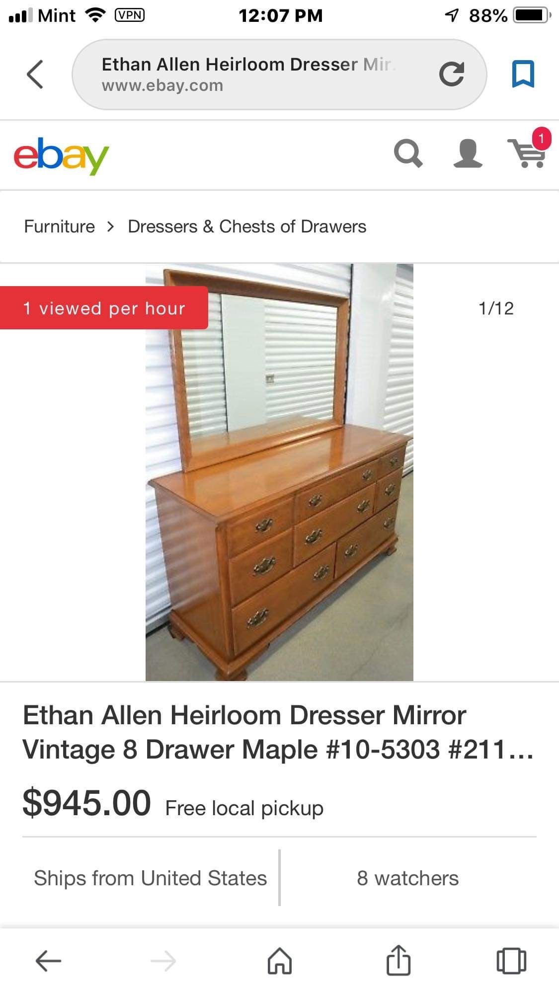 1970’s solid wood dresser with Mirror