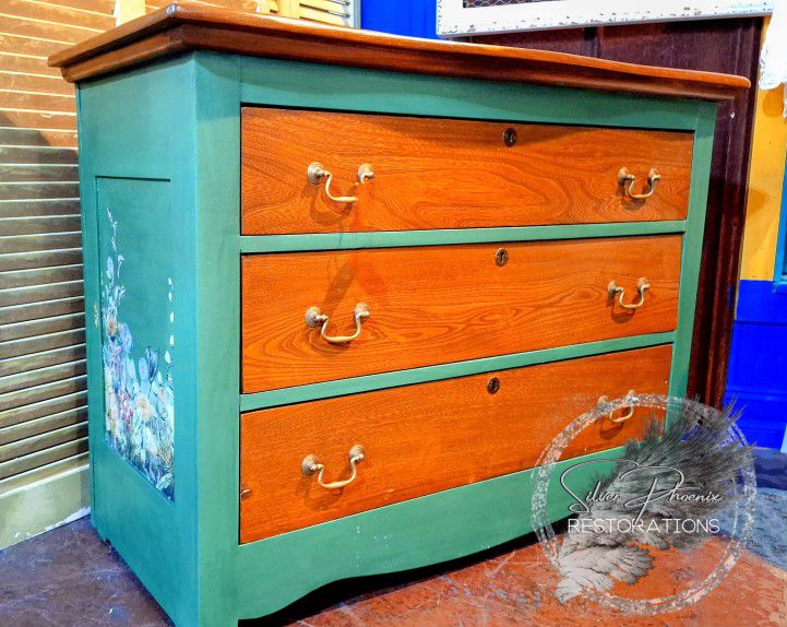 Antique Green Refinished Dresser